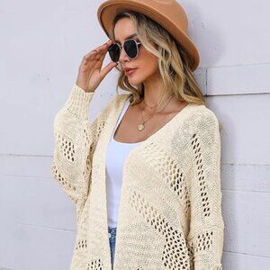 New Sand Open-Knit Cardigan